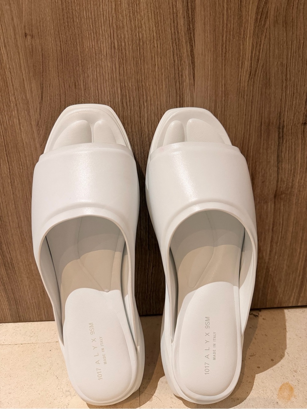 Alyx White Minimal Open-Toe Slide Mules